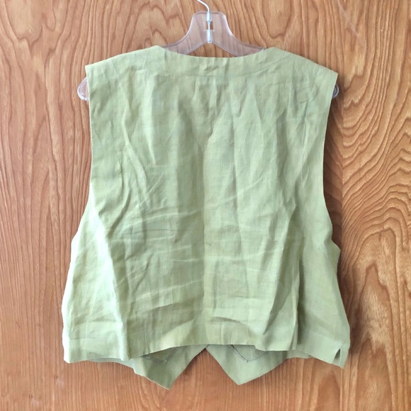 Kathleen Sommers linen lagenlook vest, light citrus green, boxy fit, large - Picture 7 of 9